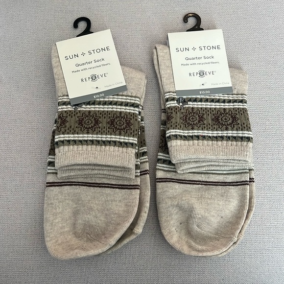 X2 Sun+Stone Quarter Socks fits Shoes Size 7-12 (Sock Size 10-13), Brown NWT - Picture 5 of 5